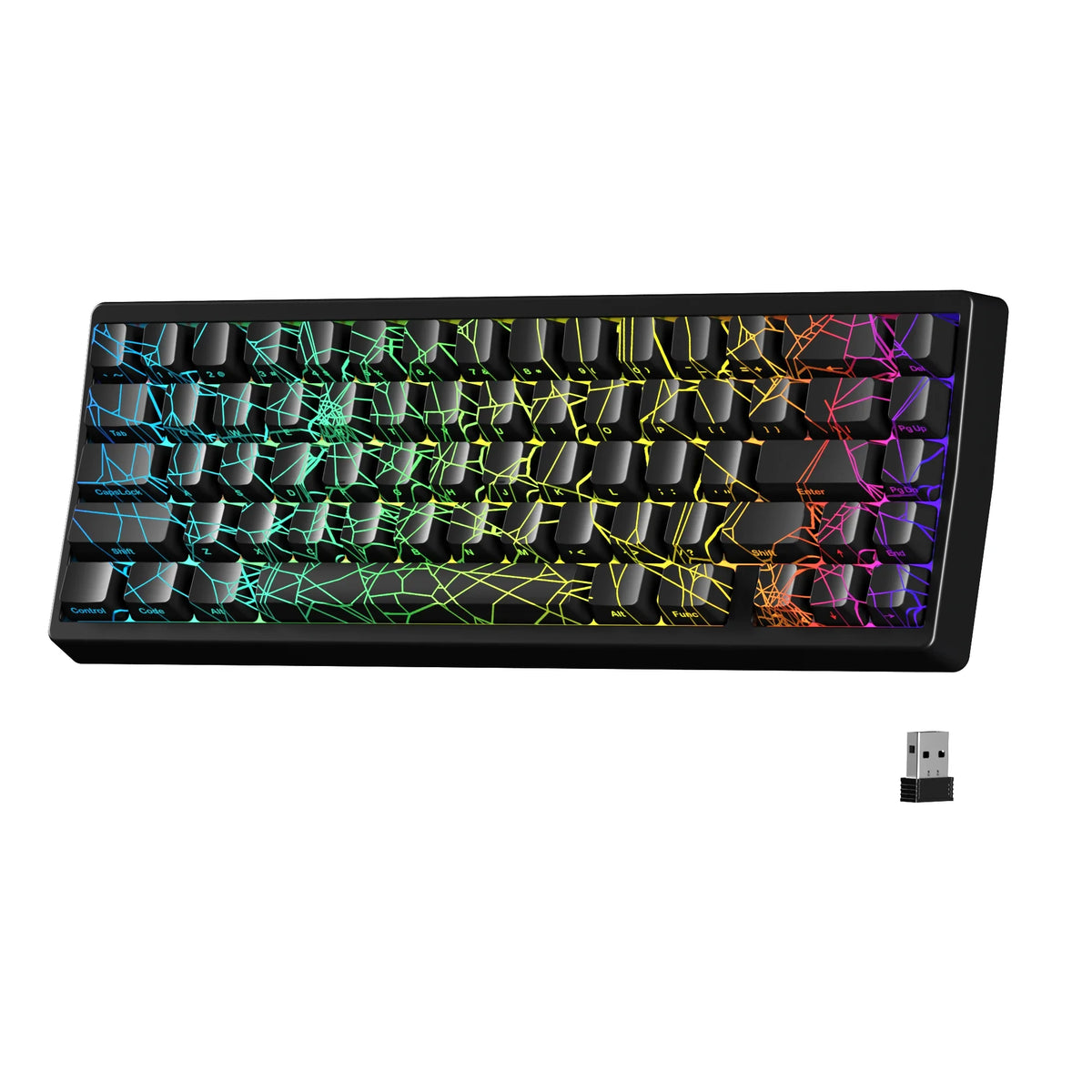 Mechanical Keyboard M67 67 Key Gasket Hot Swappable RGB Black spider web - Tophatter Daily Deals