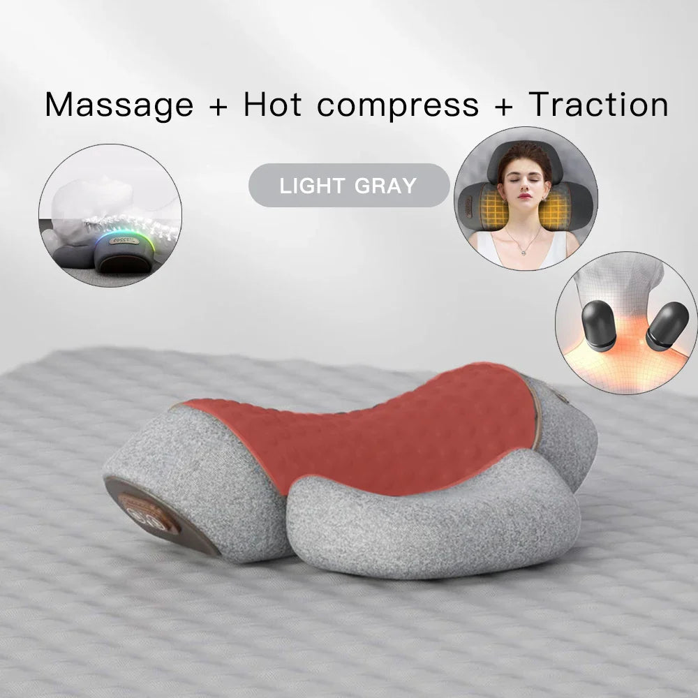 Neck Massage Pillow Heating Vibration Memory Foam Support LGy 3Function - Tophatter Daily Deals