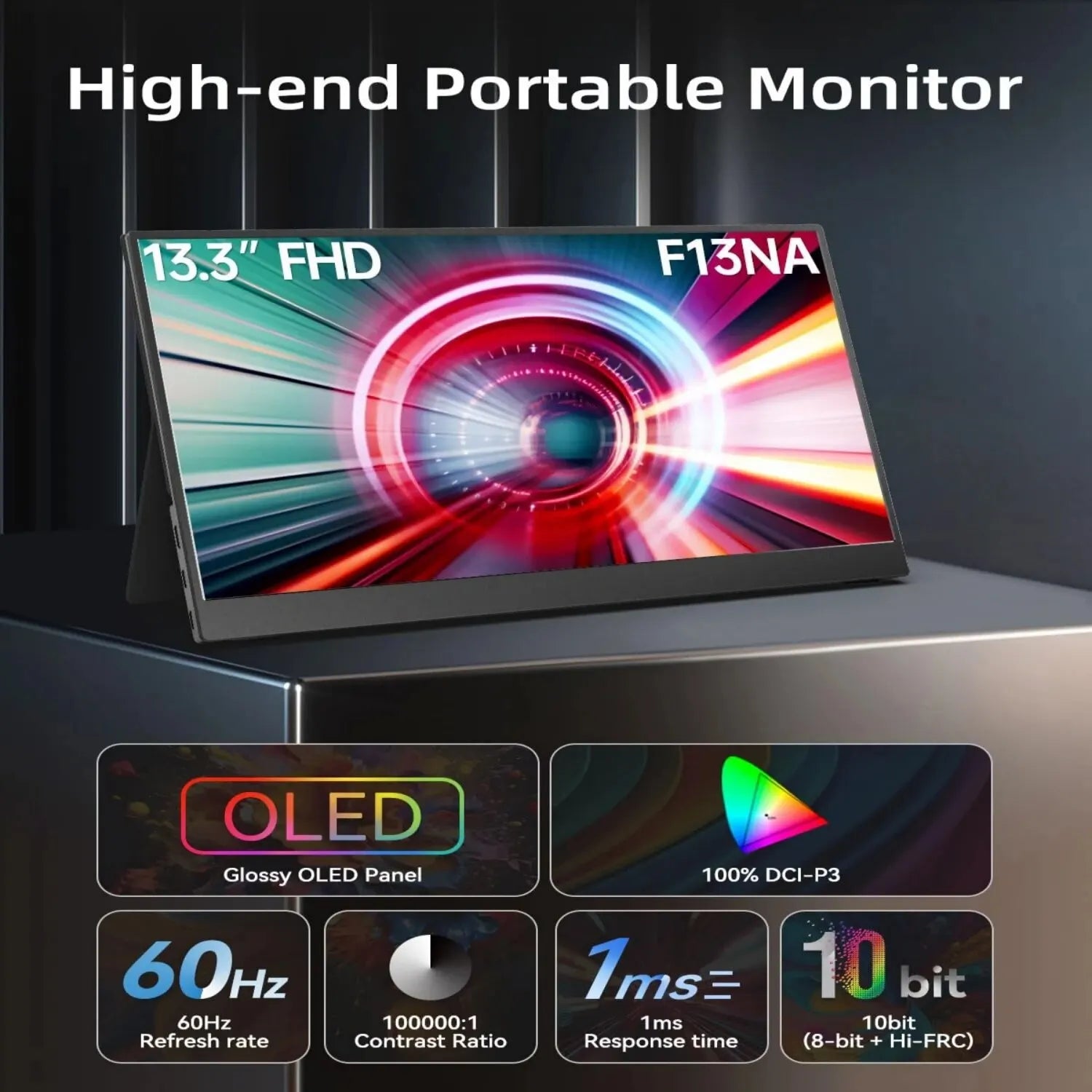 OLED 13.3 Inch Portable Monitor 1ms HDR 100 Percent DCI P3 - Tophatter Daily Deals