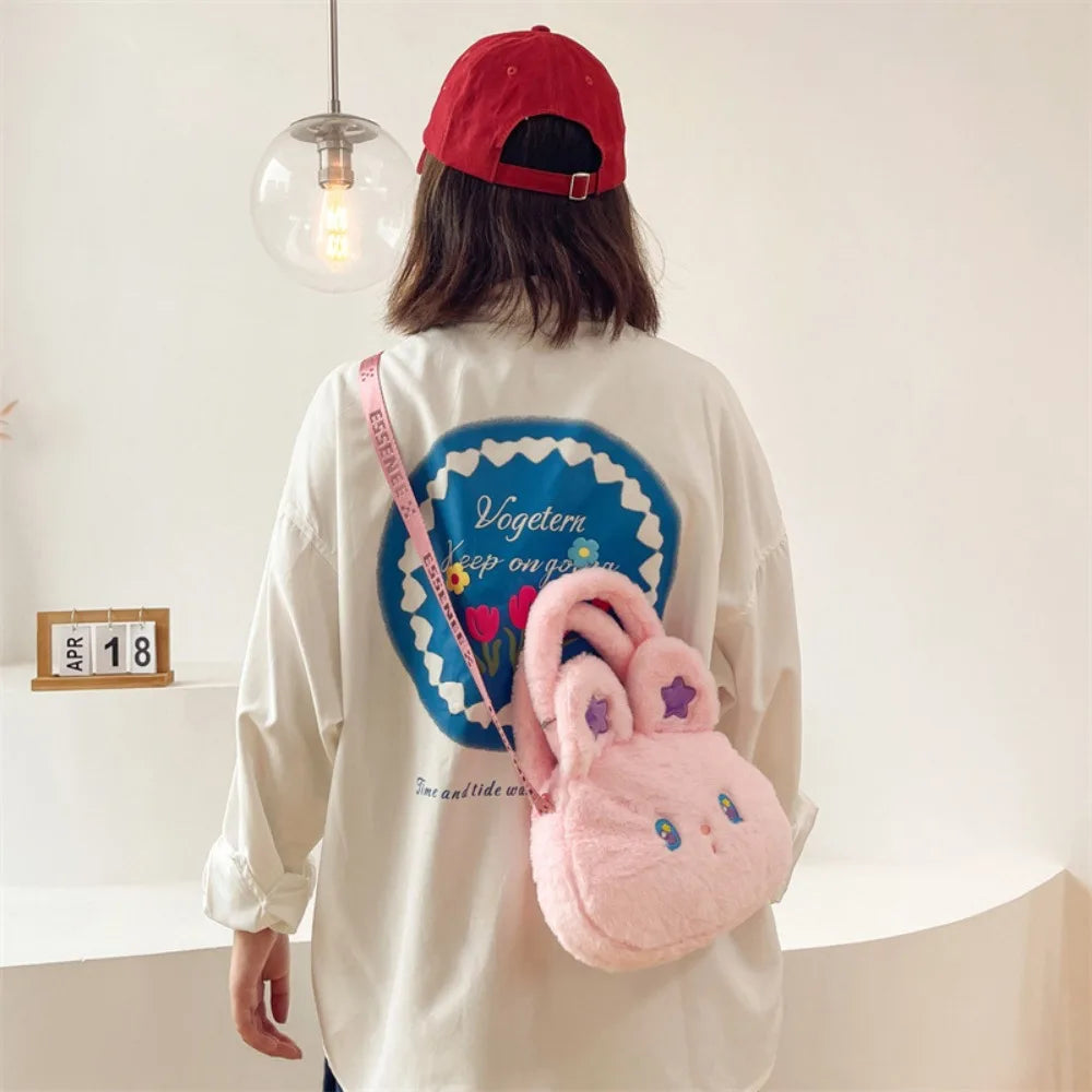 Rabbit Fur Star Bunny Plush Chain Bag Plush Cushion Animals - Tophatter Daily Deals