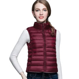 Lightweight Women's Sleeveless Vest - Quilted Nylon, Warm Wine Red - Tophatter Daily Deals