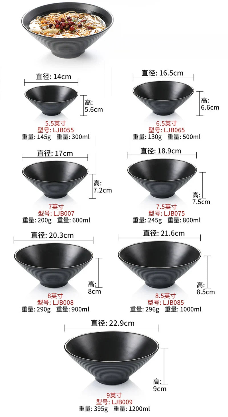 Ramen Bowl Black Plastic Japanese Style Noodle Bowl - Tophatter Daily Deals