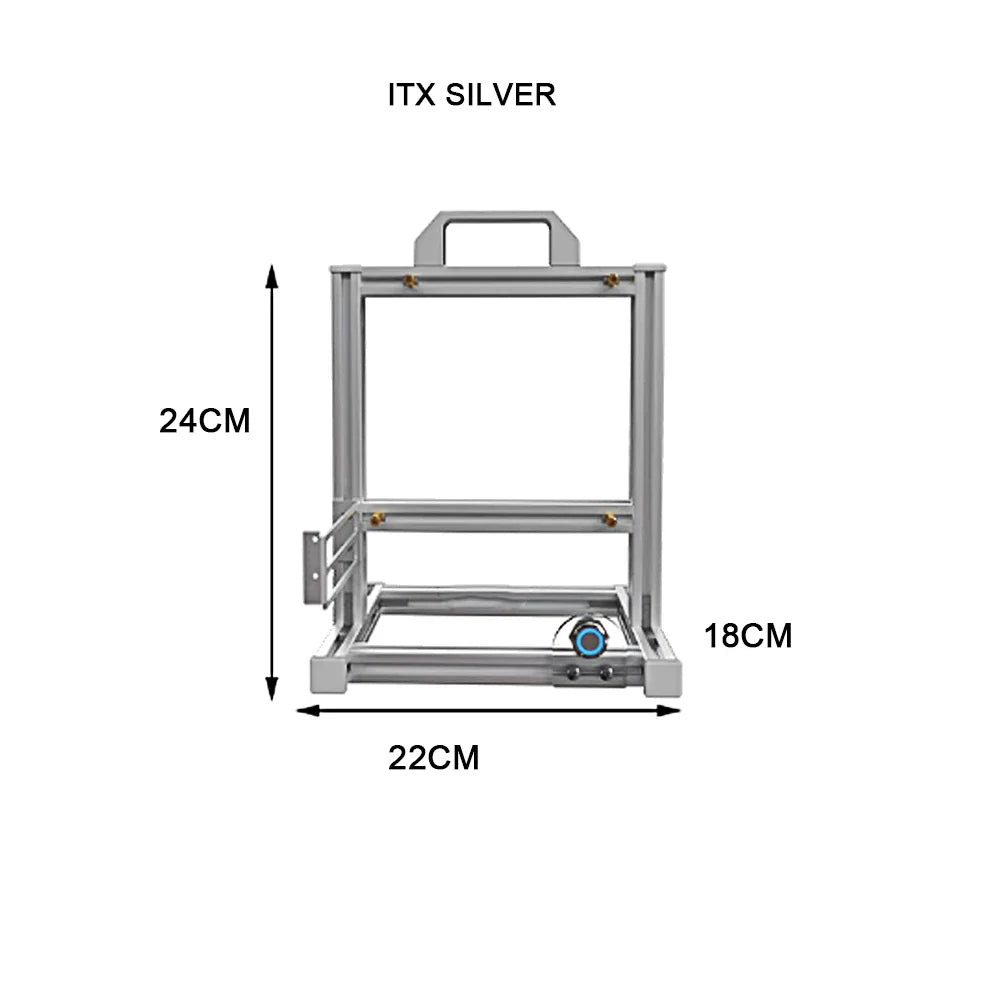 Open Frame ATX PC Case Rack Modular Water Air Cooling ITX silver - Tophatter Daily Deals