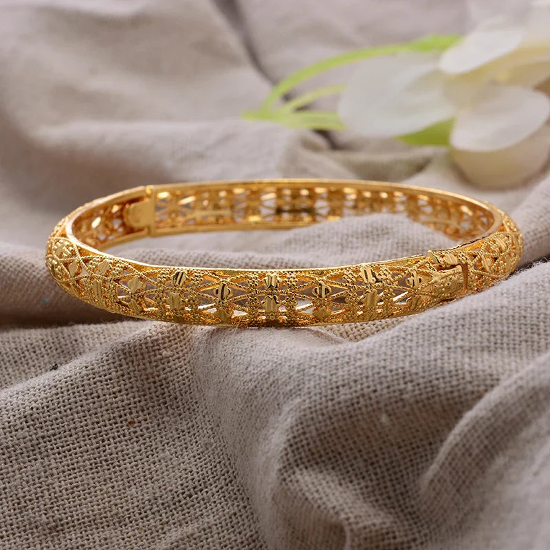 Gold Plated Bangles Luxury Arabic Wedding Bracelet - Tophatter Daily Deals