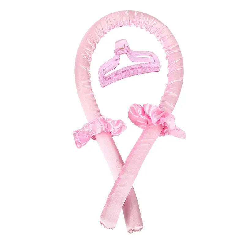 Heatless Curling Rod Headband No Heat Silk Curls Ribbon Hair Rollers Sleeping Soft Headband Lazy Hair Curlers Hair Styling Tools Pink with Clip CHINA - Tophatter Daily Deals