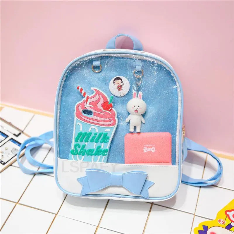Clear Transparent Bow School Backpack Rucksack Japanese School Mythical - Tophatter Daily Deals