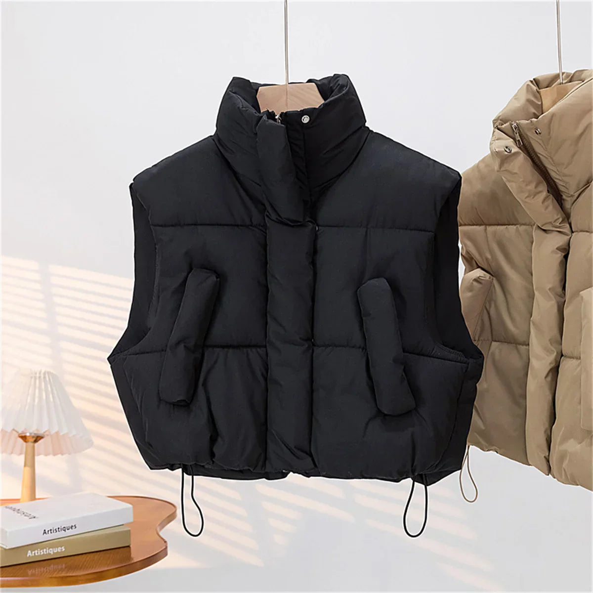 Warm Women Short Down Vest - Stand-Up Collar, Winter - Tophatter Daily Deals