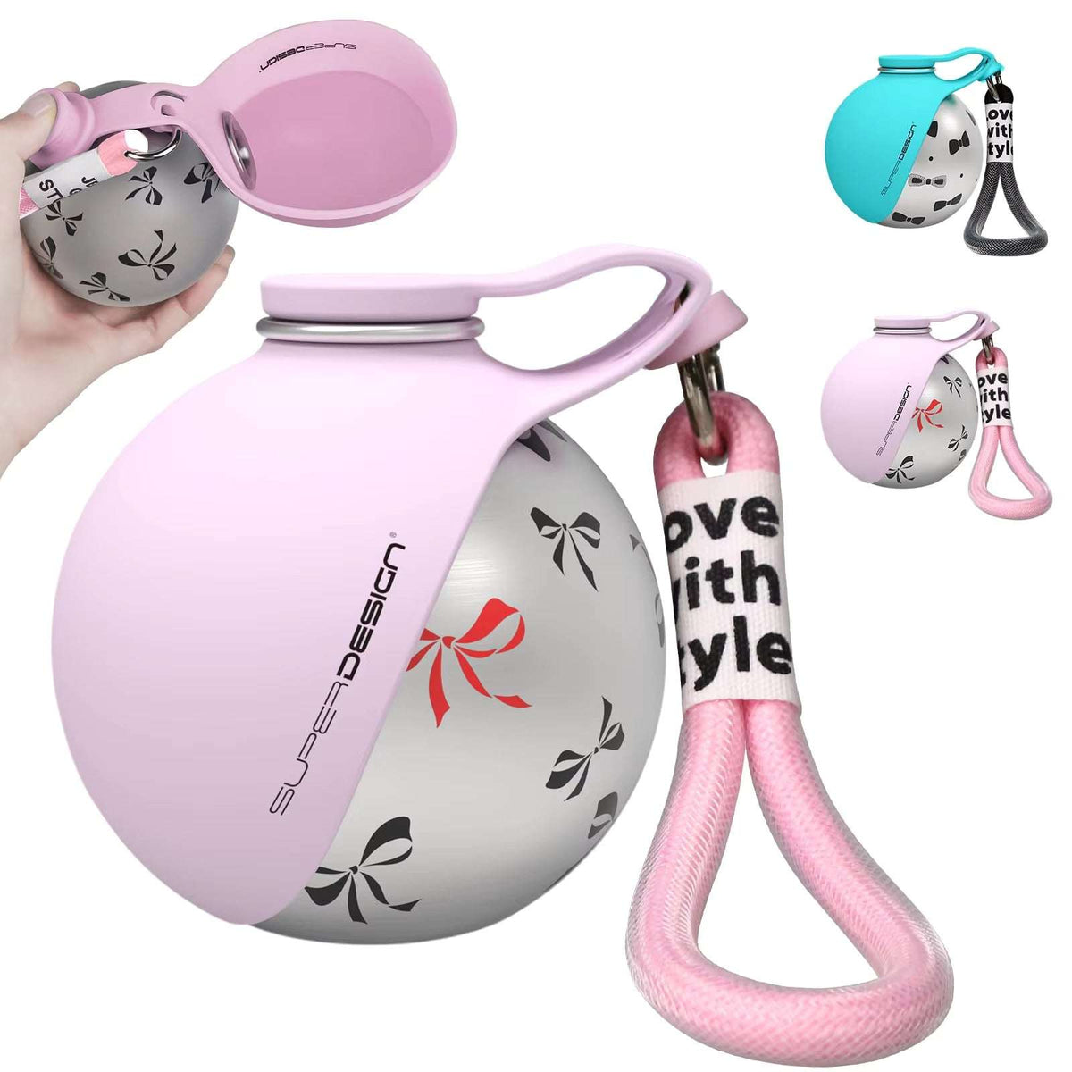2-in-1 Portable Dog Water Bottle for Small Dogs - Leak-Proof Pink Print Dog Water Bottles - Tophatter Daily Deals