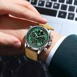 Quartz Chronograph Watch Waterproof Luminous Date Leather - Tophatter Daily Deals