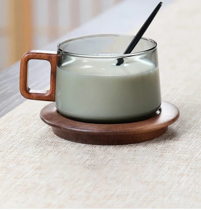 200ml Tea Infuser Cup Heat Resistant Glass Mug Wood Handle - Tophatter Daily Deals