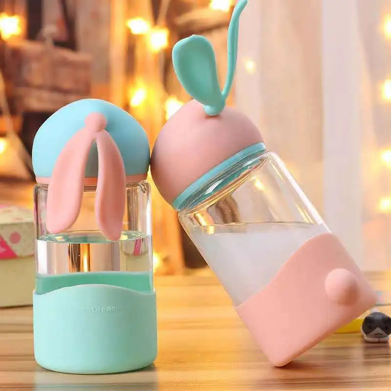 Glass Rabbit Bunny Water Bottle 340ml Animals - Tophatter Daily Deals