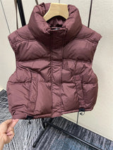 Warm Women’s Down Vest - Stand Collar, Duck Down, Winter - Tophatter Daily Deals