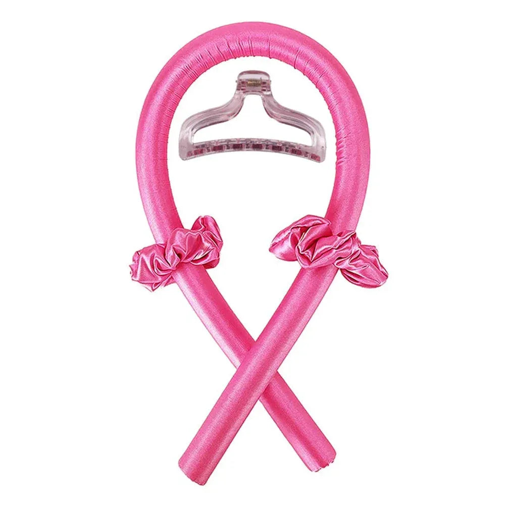 Heatless Curling Rod Headband No Heat Silk Curls Ribbon Hair Rollers Sleeping Soft Headband Lazy Hair Curlers Hair Styling Tools Rose Red with Clip CHINA - Tophatter Daily Deals