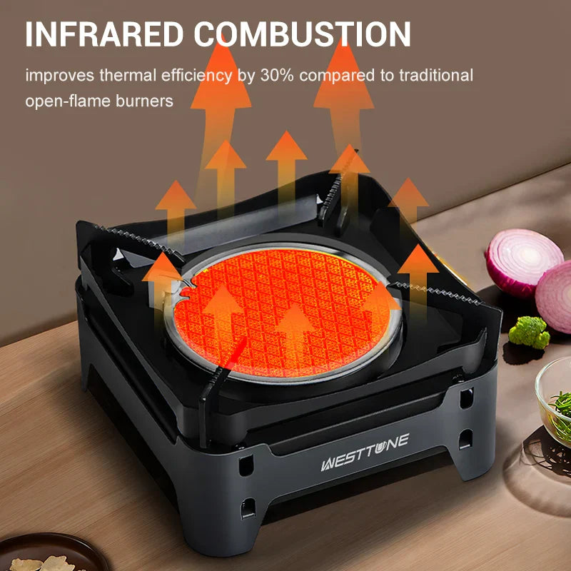 3600W Camping Infrared Gas Stove Grey Camp Cooking - Tophatter Daily Deals