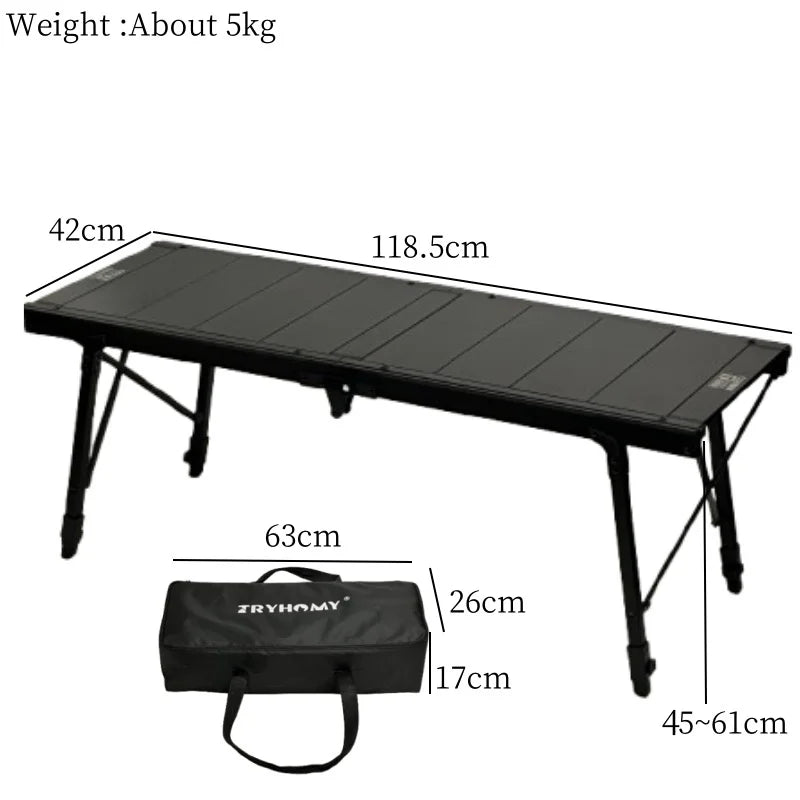 Folding Camping Table Adjustable IGT-Compatible Black Camp Furniture - Tophatter Daily Deals