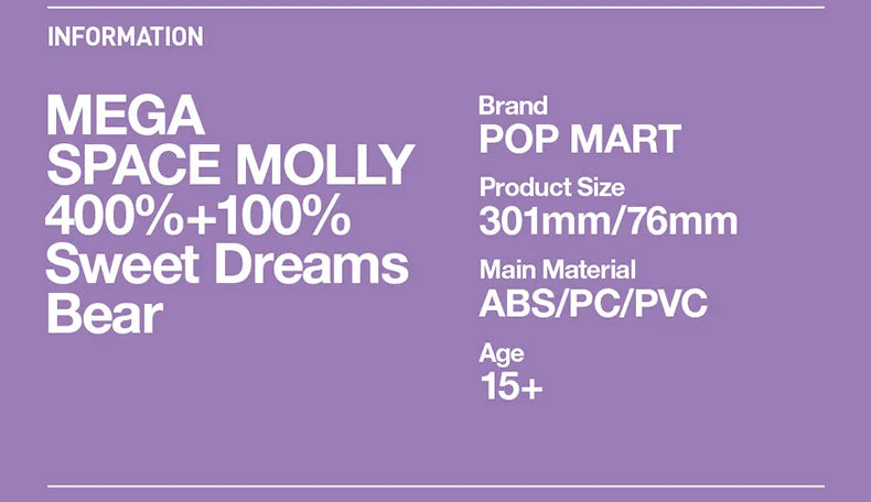 Genuine Pop Mart Mega Space Molly Figure 400%+100% Sweet Dream Bears Limited Edition Outer Space - Tophatter Daily Deals