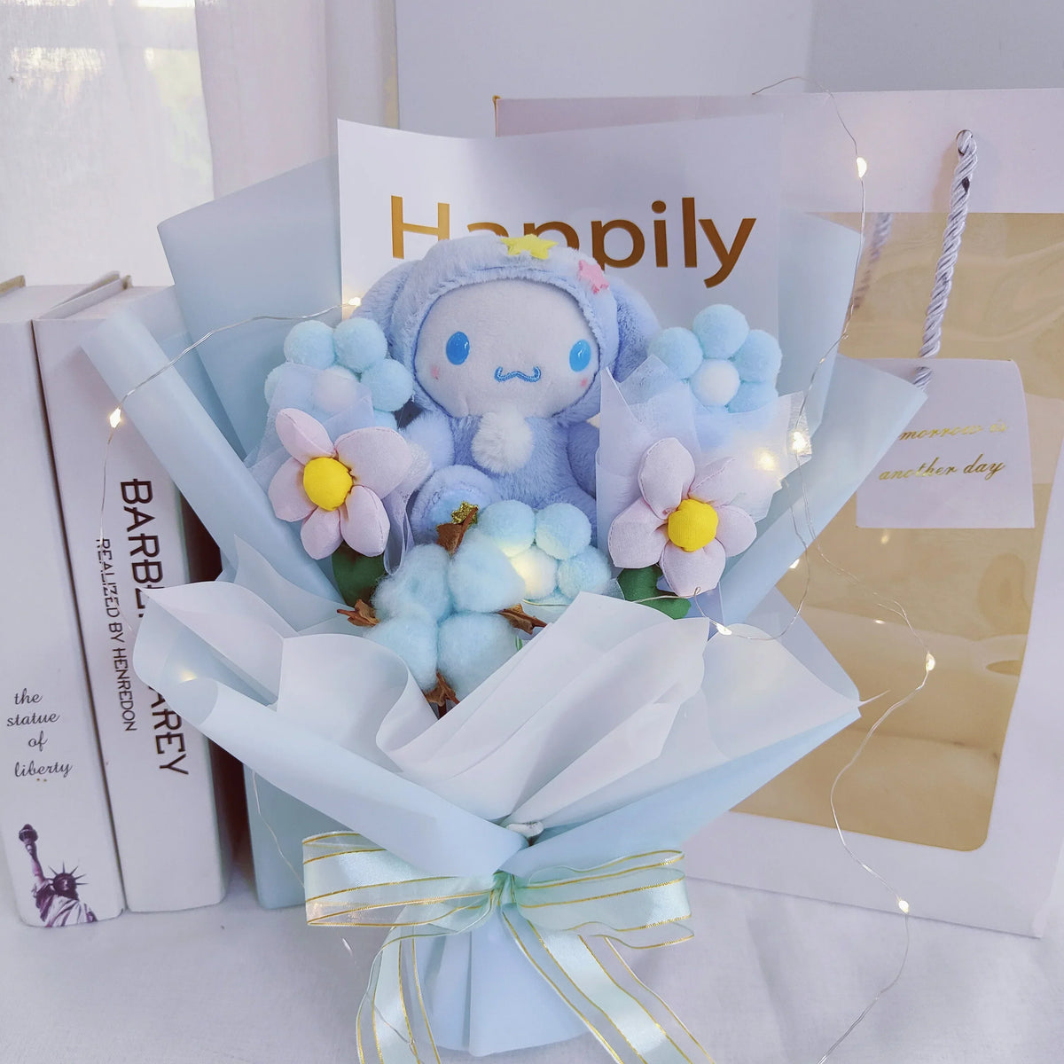 Sanrio Plush Bouquet My Melody Kuromi Cinnamoroll Hello Kitty Blue x Yellow Flowers - Tophatter Daily Deals