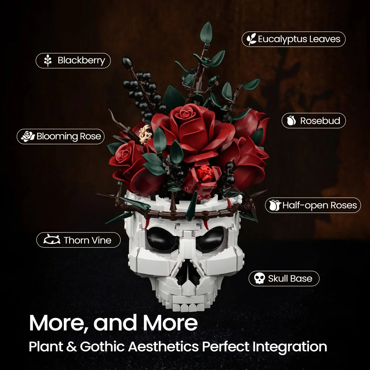 Skull Bouquet Building Set Gothic Home Decor Halloween - Tophatter Daily Deals