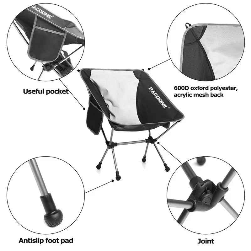 Camping Folding Moon Chair Black Camp Furniture - Tophatter Daily Deals