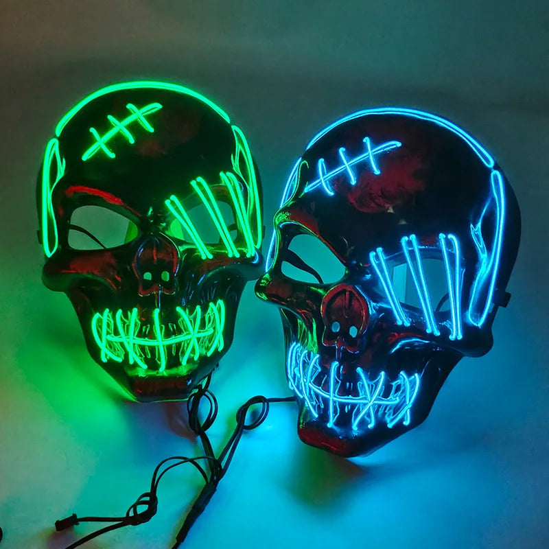 LED Glowing Skull Mask Full Face Halloween 2025 Cosplay - Tophatter Daily Deals
