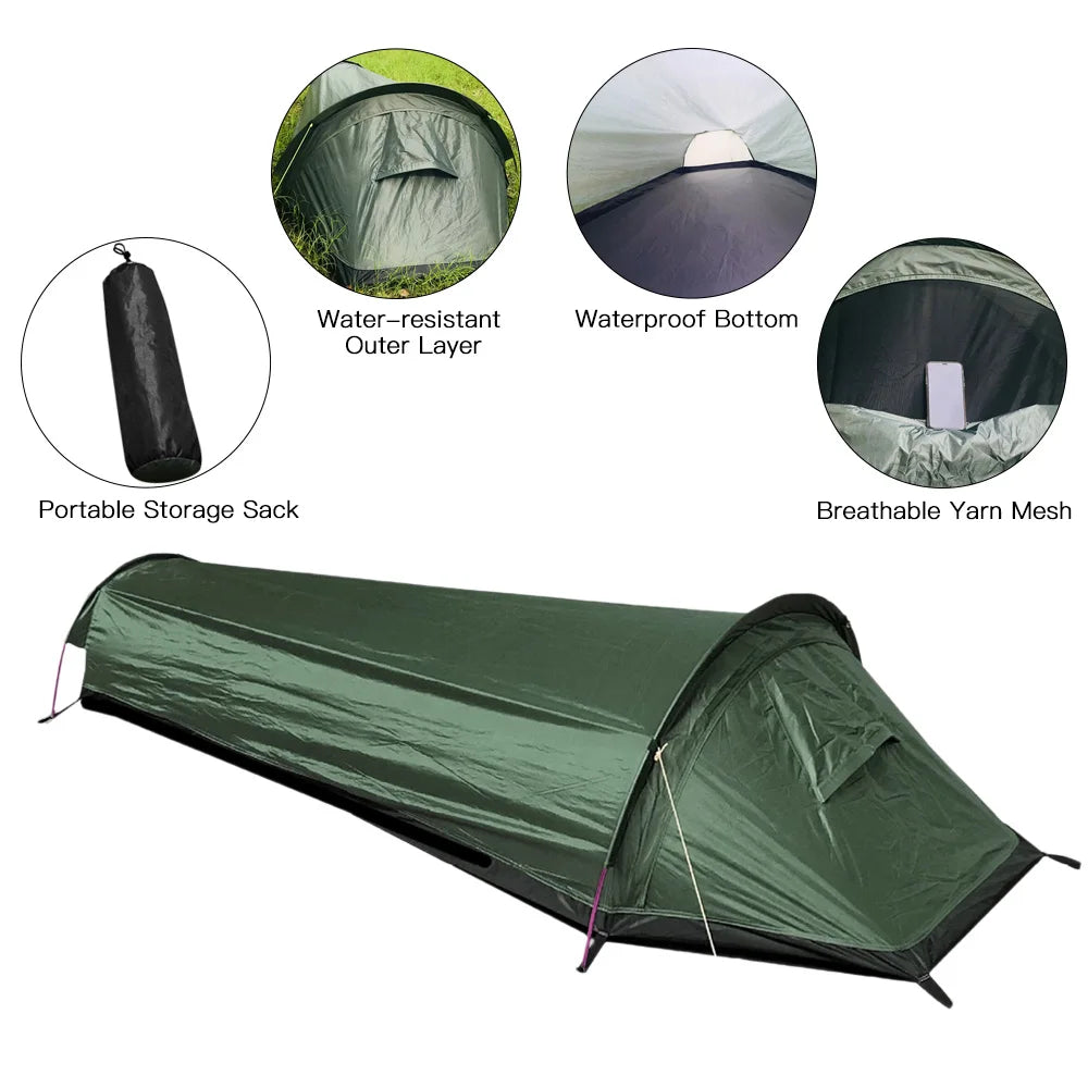 Ultralight Single-Person Camping Tent Green Tents - Tophatter Daily Deals