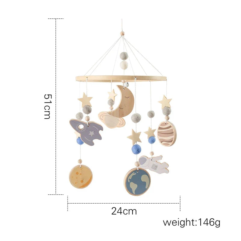 Wooden Rabbit Crib Mobile Newborn Sensory Toys Soft bed bell 8 - Tophatter Daily Deals