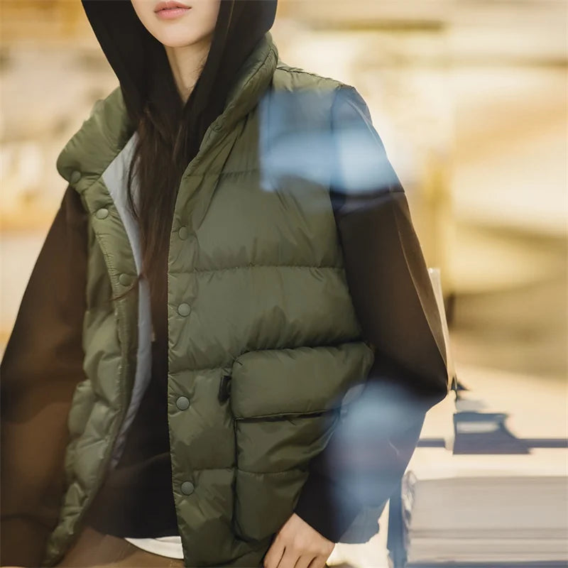 Lightweight Women's Down Vest - Boxy Quilted, Nylon Winter - Tophatter Daily Deals