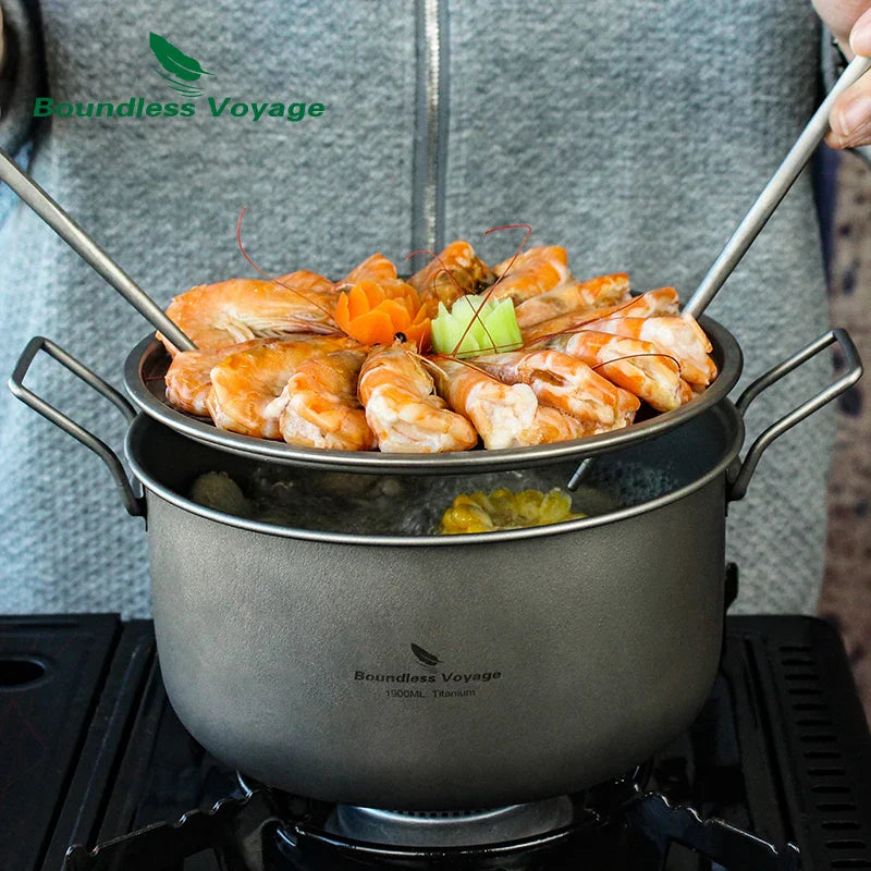 Titanium Camping Cookware Set Grey Camp Cooking - Tophatter Daily Deals