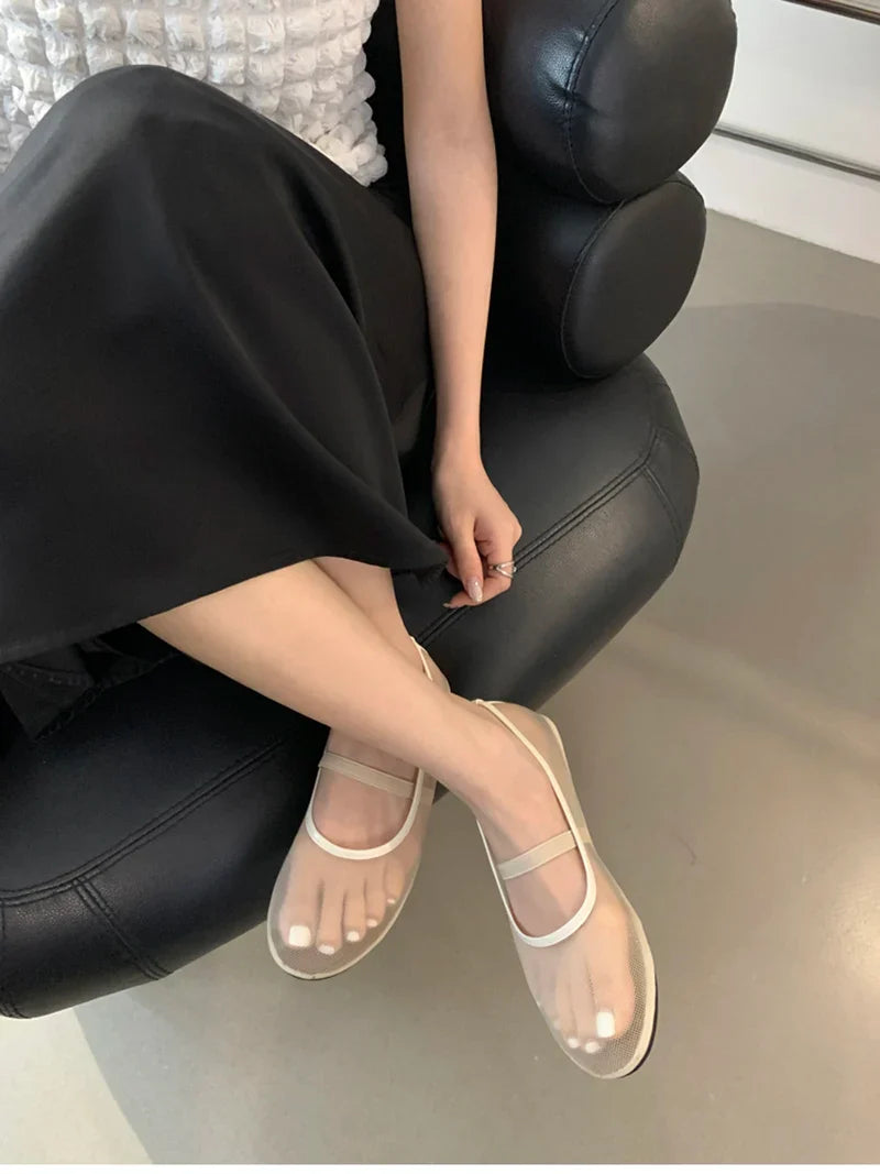 Lightweight Women’s Mary Jane Flats - Shallow Mesh, Casual - Tophatter Daily Deals
