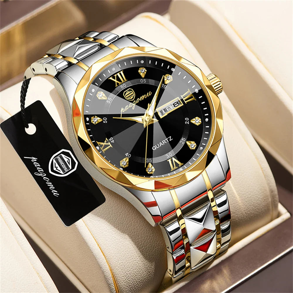 Quartz Stainless Steel Dress Watch Waterproof Glow Dial - Tophatter Daily Deals