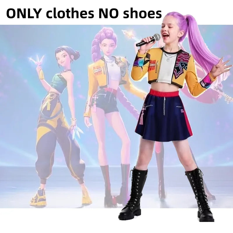 Lightweight Girls Kpop Costume - Jacket Skirt, Cotton SET E - Tophatter Daily Deals