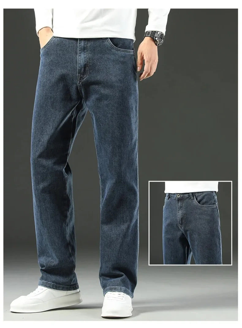 Stretchy Men’s Jeans - Wide Leg, Cotton, Business Casual - Tophatter Daily Deals