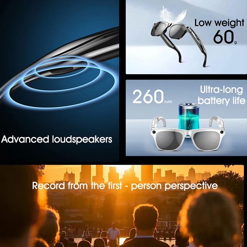 4K AI Smart Camera Glasses Photochromic Travel Handsfree - Tophatter Daily Deals