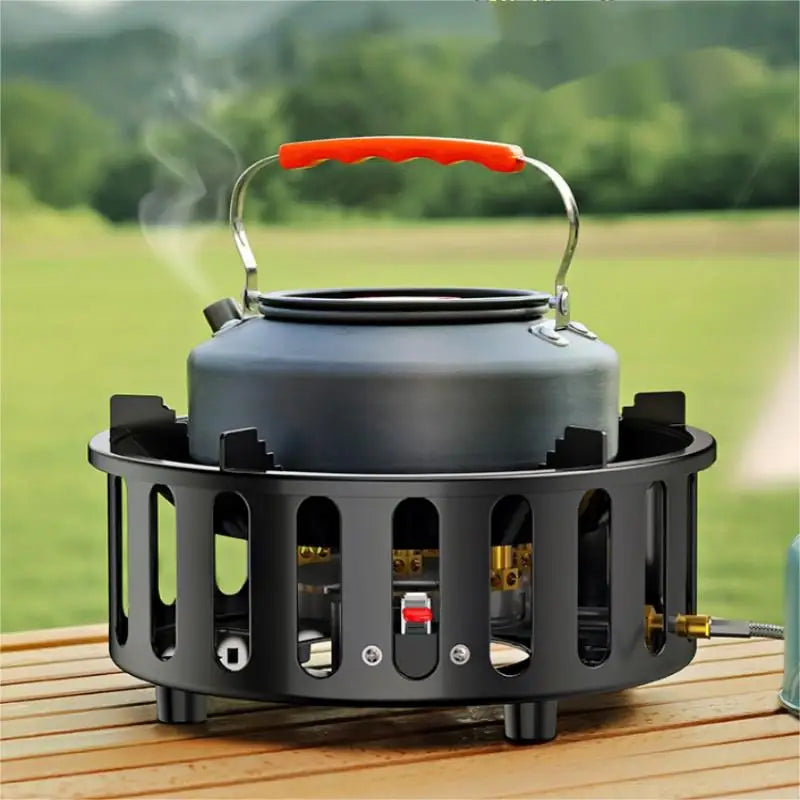 7-Core High-Power Camping Gas Stove Black Camp Cooking - Tophatter Daily Deals