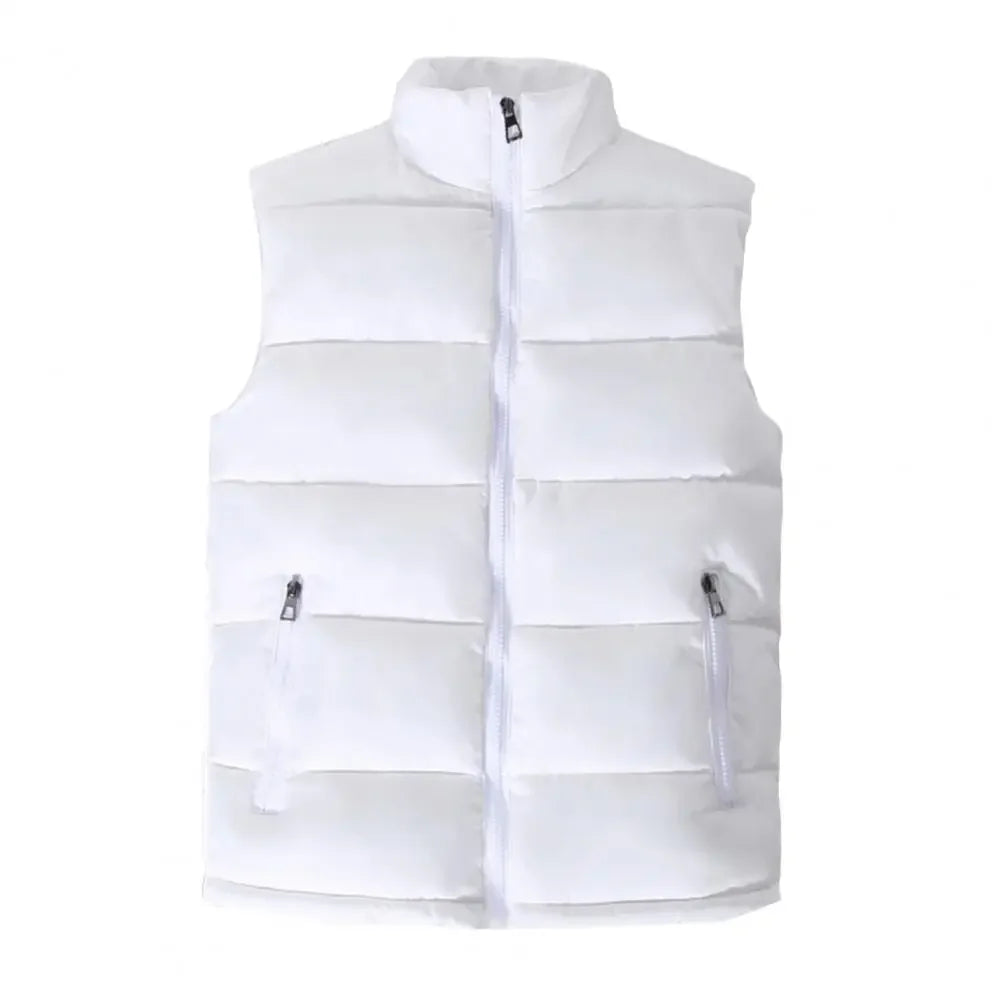 Lightweight Men's Puffer Vest - Slim Stand Collar, Quilted White - Tophatter Daily Deals