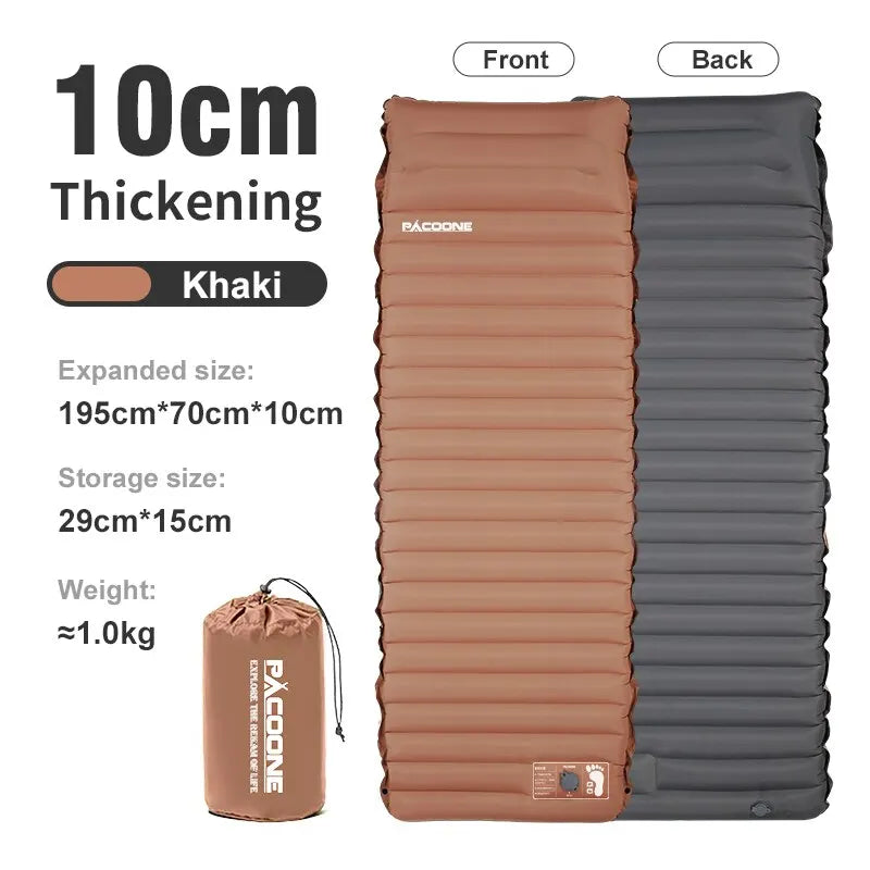 10cm Self-Inflating Air Mattress Splicable Pad Brown Camping & Hiking - Tophatter Daily Deals