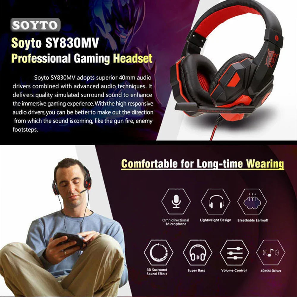 Gaming Headset Wired Noise Cancelling Microphone Adjustable - Tophatter Daily Deals