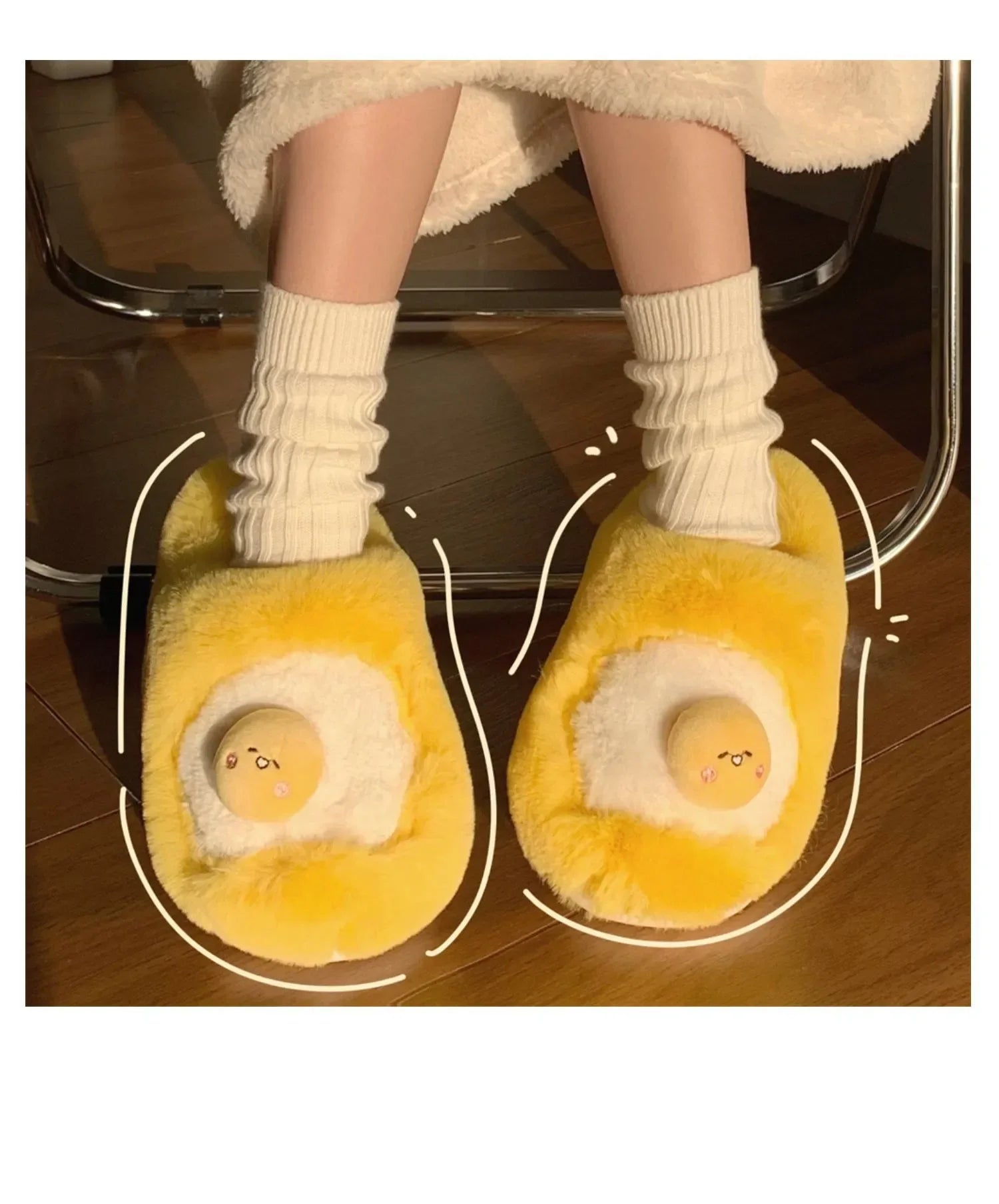 Sanrio Gudetama Cute Soft Fluffy Home Slippers Warm Plush Shoes Food - Tophatter Daily Deals