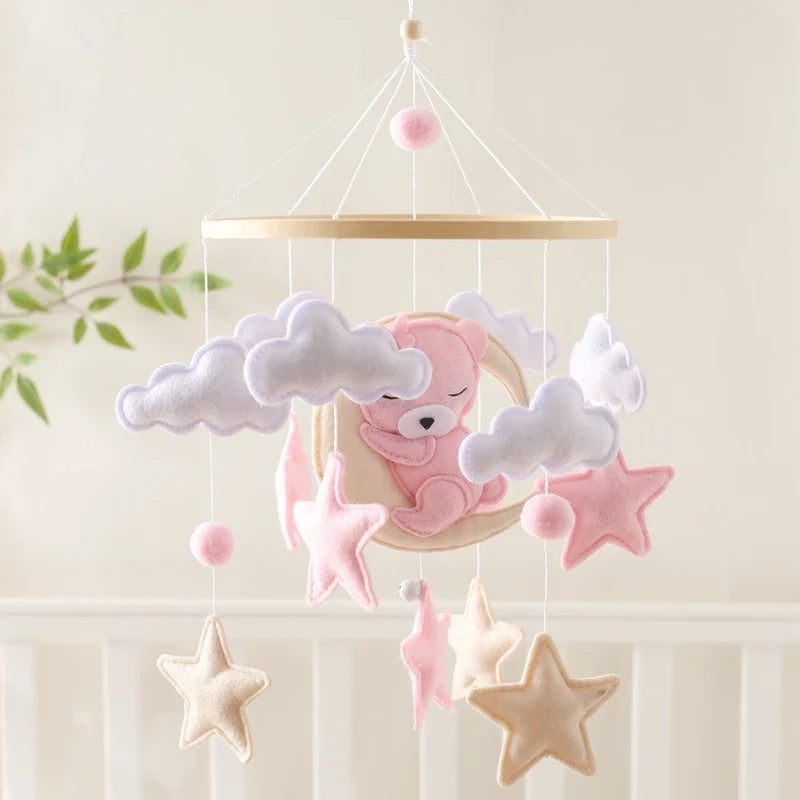 Wooden Crib Mobile Felt Bear Musical Newborn Sensory Toys - Tophatter Daily Deals