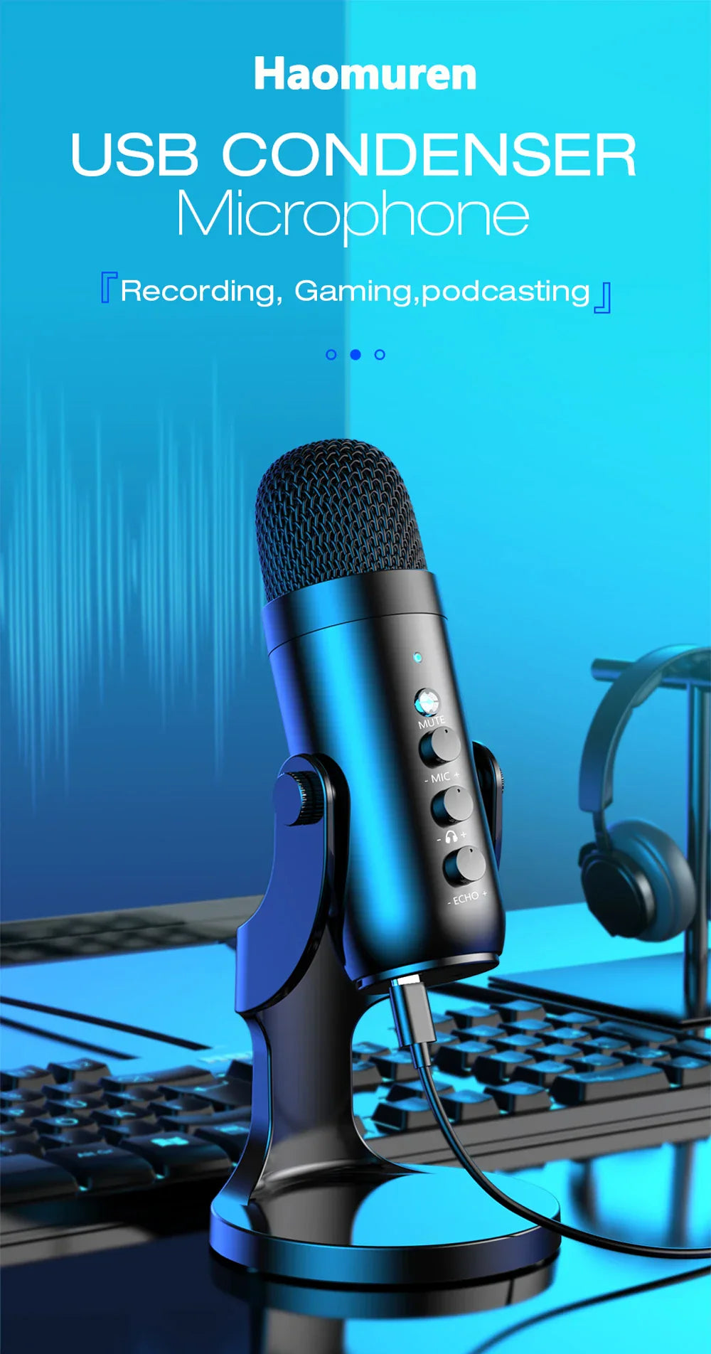 USB Condenser Microphone Desktop Mic For Streaming Podcast - Tophatter Daily Deals