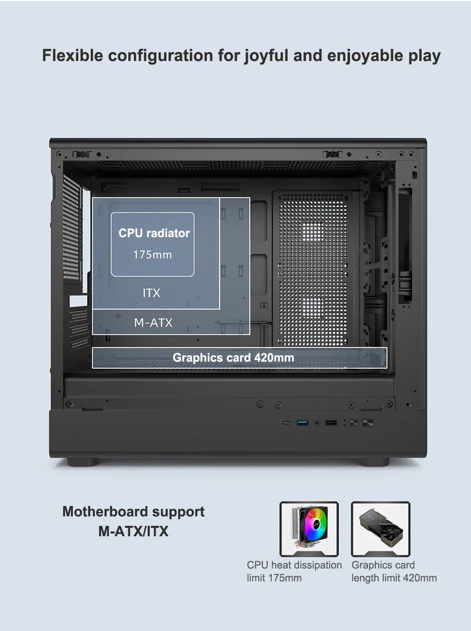 Mini ITX PC Case Tempered Glass 360mm Water Cooling - Tophatter Daily Deals