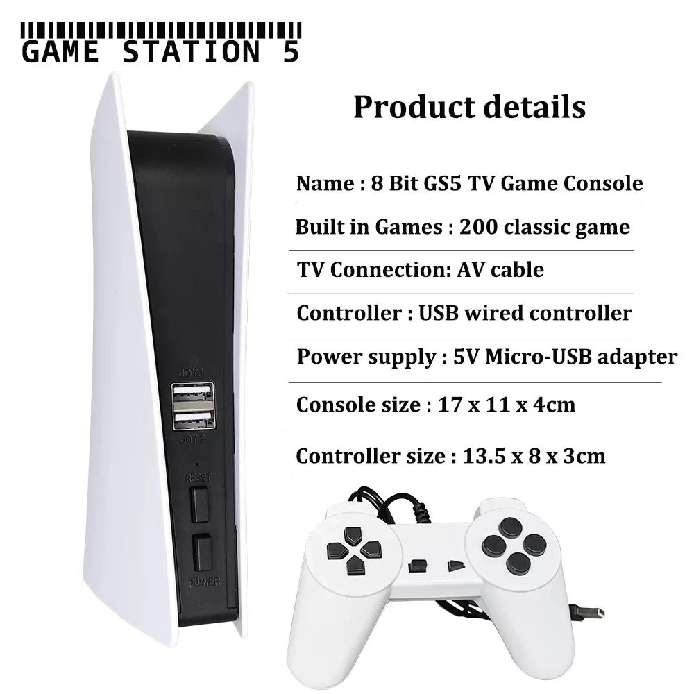 Game Station 5 Video Game Console With 200 Classic Game 8 Bit TV Consola Retro Handheld Kids USB Wired Gaming Player AV Output Video Game Consoles - Tophatter Daily Deals