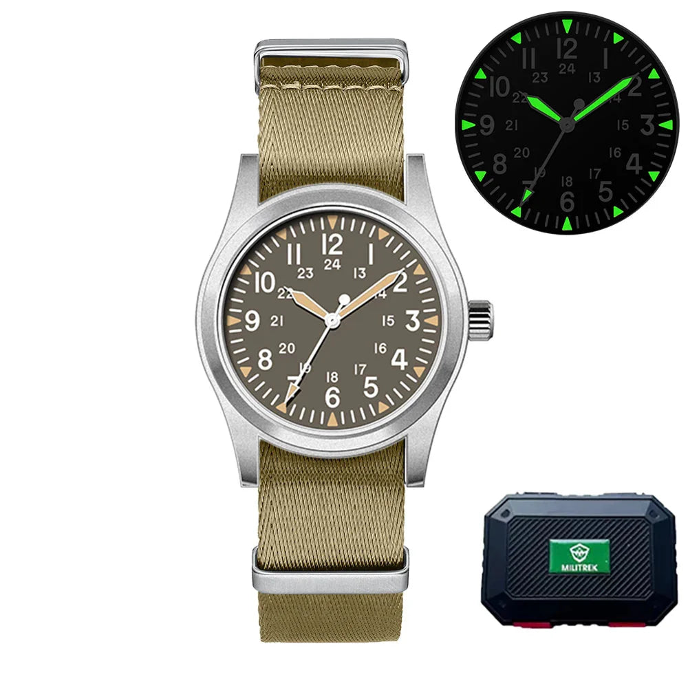 Military Quartz Field Watch 37mm Sapphire Fall 2025 Grey2 - Tophatter Daily Deals
