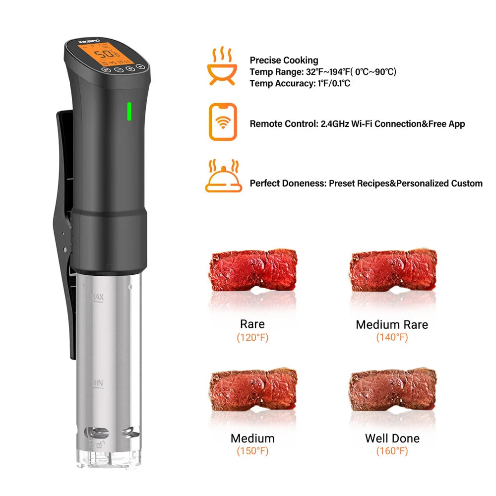 INKBIRD Culinary Sous Vide ISV-200W Wi-Fi Precision Cooker Powerful&Durable Immersion Circulator with Stainless Steel Components - Tophatter Daily Deals