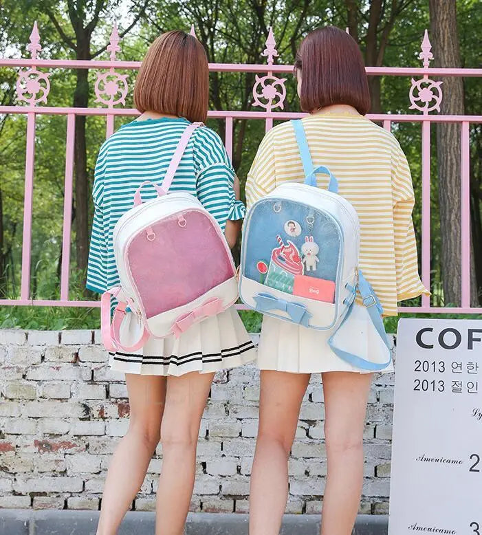 Clear Transparent Bow School Backpack Rucksack Japanese School Mythical - Tophatter Daily Deals