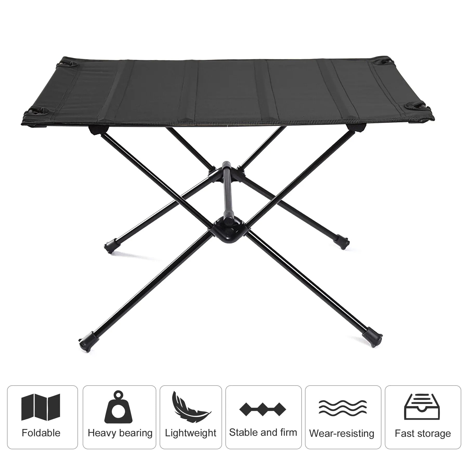Camping Folding Roll-Up Table Black Camp Furniture - Tophatter Daily Deals