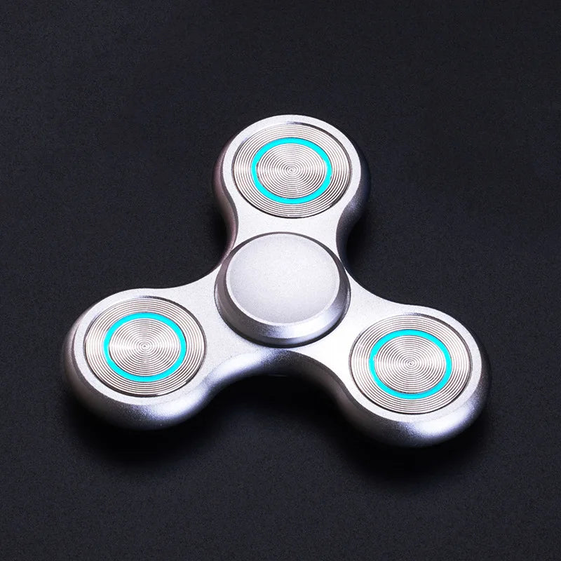 Fidget Spinner Luminous Metal Triangle EDC Desk Focus Toy Silver - Tophatter Daily Deals