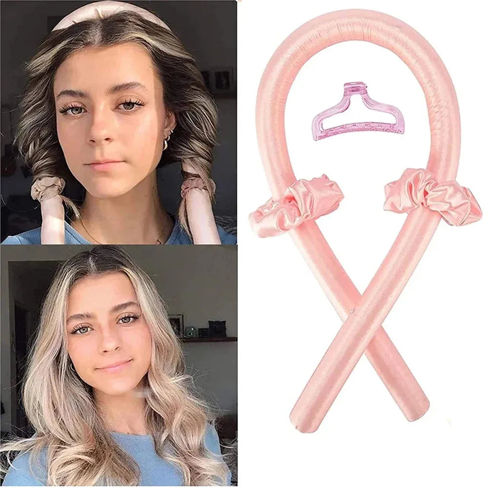 Heatless Curling Rod Headband No Heat Silk Curls Ribbon Hair Rollers Sleeping Soft Headband Lazy Hair Curlers Hair Styling Tools - Tophatter Daily Deals