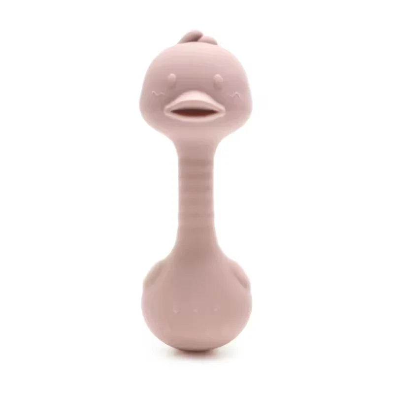Silicone Rabbit Teether Rattle Newborn Sensory Toys Duck Baby Pink - Tophatter Daily Deals