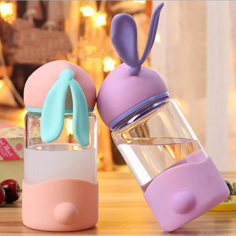 Glass Rabbit Bunny Water Bottle 340ml Animals - Tophatter Daily Deals